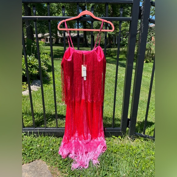 Anthropologie Let Me Be Tiered Ombre Fringe Dress NWT - Picture 12 of 14